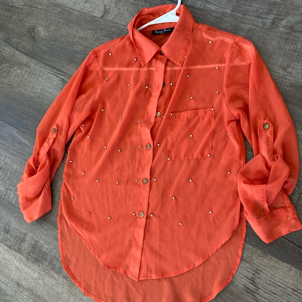 Button up Red Blouse with Vest